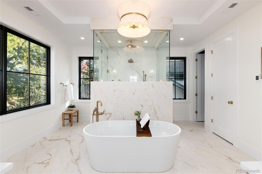 Incredible primary bath with heated floors, steam shower, Jacuzzi Tub Incredible primary bath with heated floors, steam shower, Jacuzzi Tub