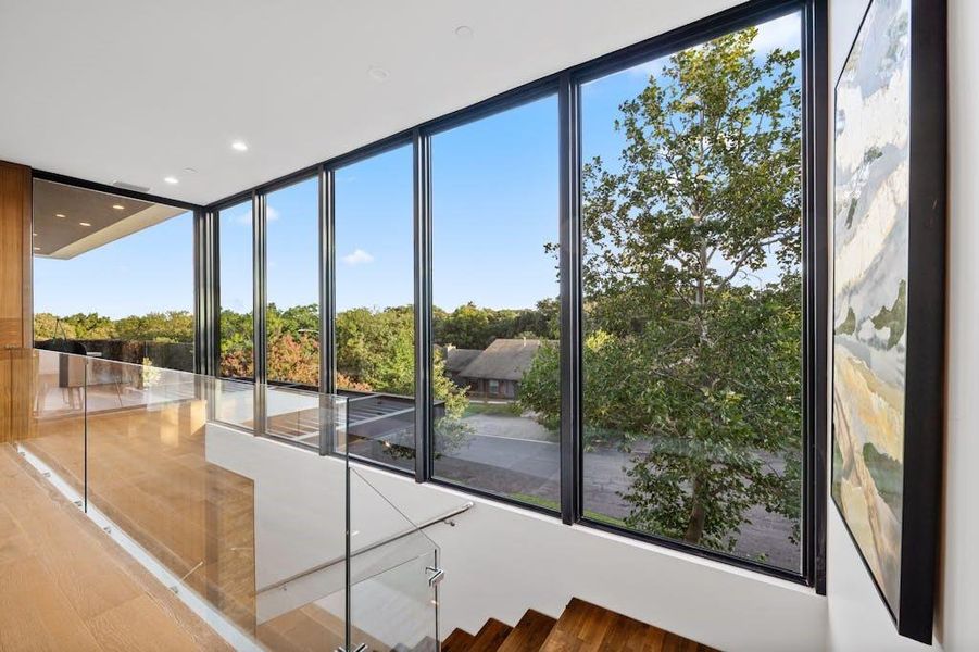 Views from the second floor into the balcony, amazing living space for unwind after a full day.