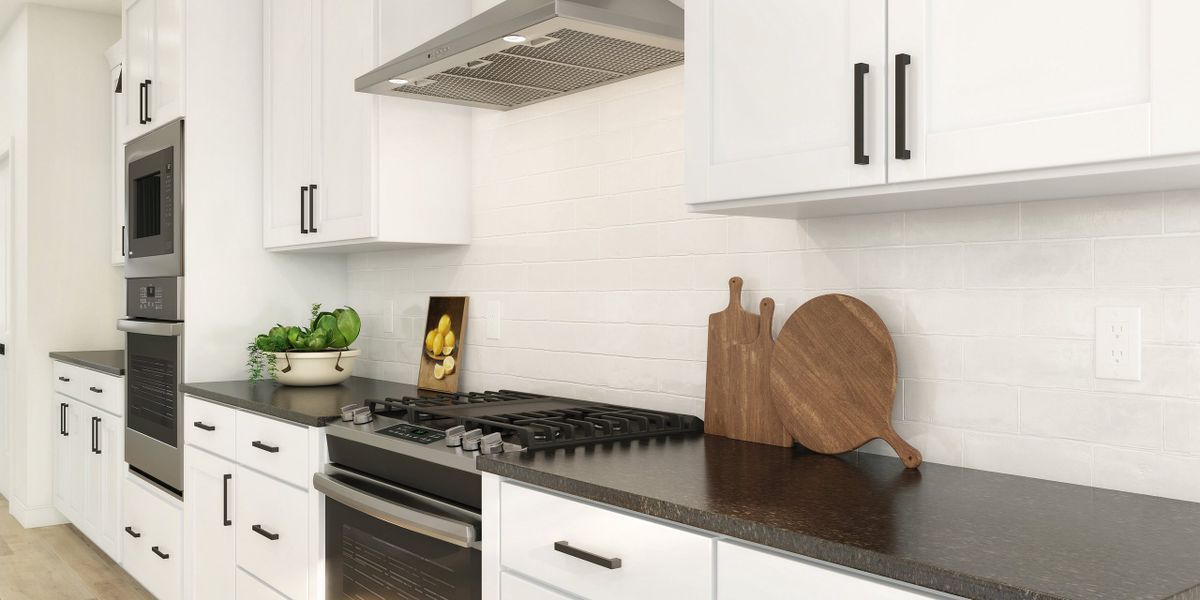 Kitchen with subway tile backsplash