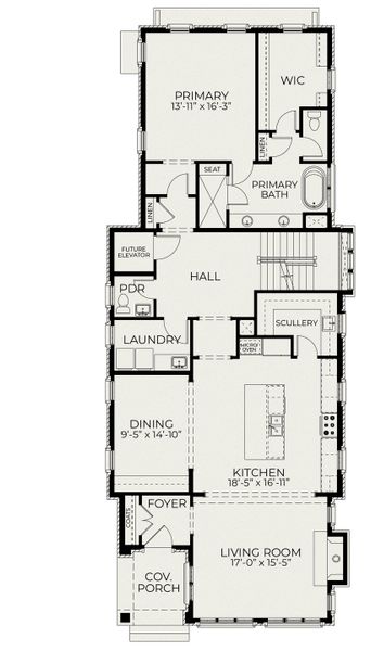 2D floor plan layout for the Caroline by Homes by Dickerson in Pinecrest, Durham, NC (Image 3).