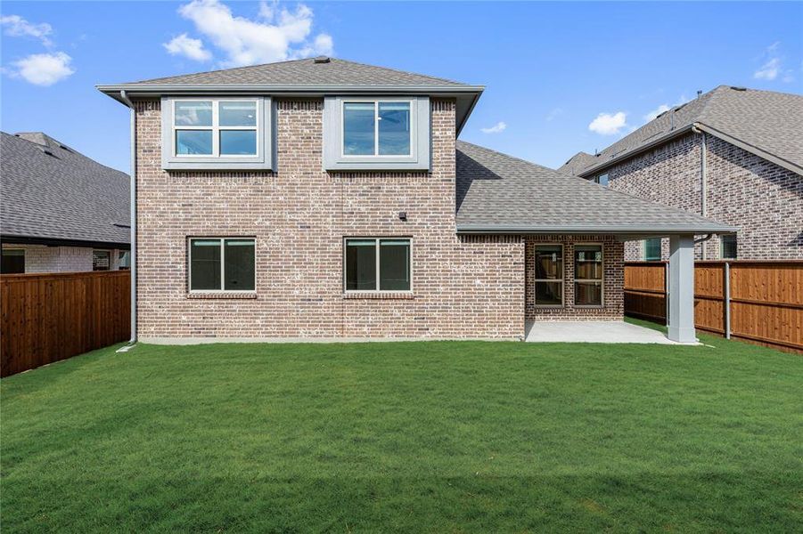 Exterior details and patio area of a home in Creekview Meadows, Pilot Point (Image 26). Exterior details and patio area of a home in Creekview Meadows, Pilot Point (Image 26).