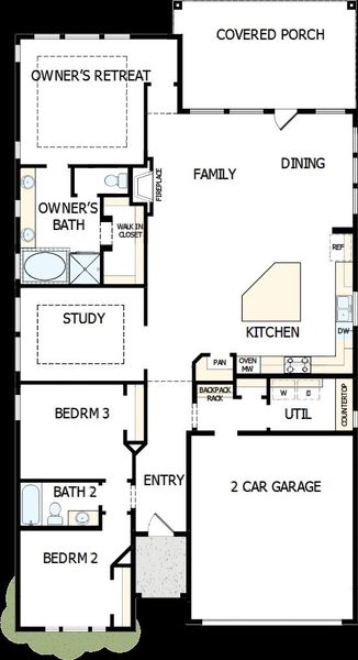 2D floor plan layout of this home in Windsong - Reserve Series, Boerne, TX (Image 2). 2D floor plan layout of this home in Windsong - Reserve Series, Boerne, TX (Image 2).