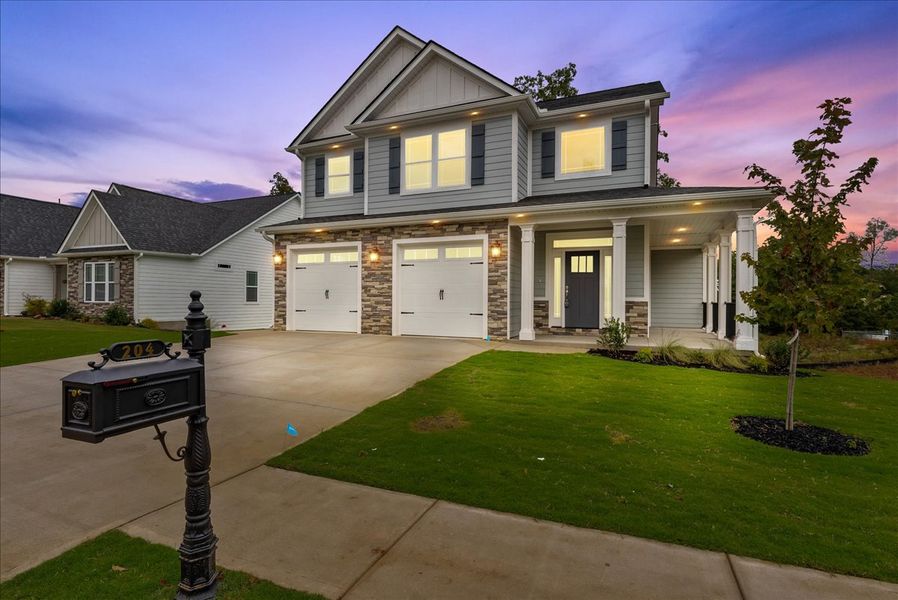 Representative exterior photo of a completed home built from the Emilia Elite by Enchanted Homes in Smokey Hills, Campobello, SC (Image 27).