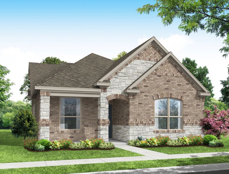 Representative exterior photo of a completed home built from the Cameron by Impression Homes in Heartland, Heartland, TX (Image 6). Representative exterior photo of a completed home built from the Cameron by Impression Homes in Heartland, Heartland, TX (Image 6).