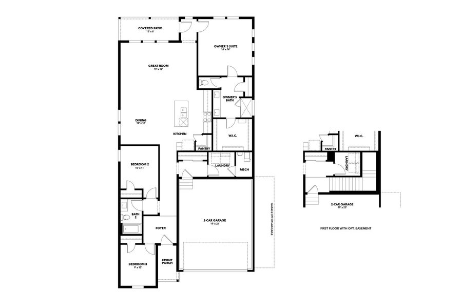 2D floor plan layout for the Iris by Brightland Homes in Bloom, Fort Collins, CO (Image 4). 2D floor plan layout for the Iris by Brightland Homes in Bloom, Fort Collins, CO (Image 4).