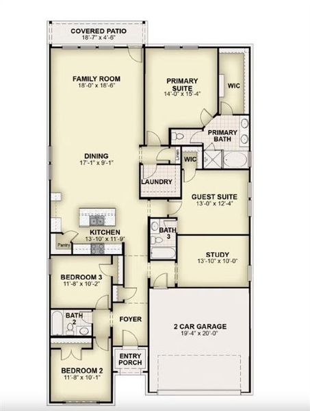 2D floor plan layout of this home in Creekside, Royse City, TX (Image 4).