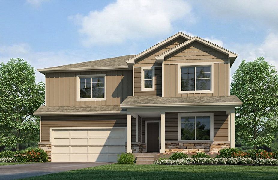 Representative exterior photo of a completed home built from the Hennessy by D.R. Horton in Brighton Crossing, Brighton, CO (Image 22).