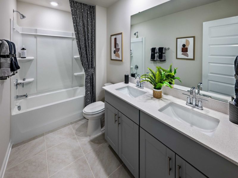 Secondary bathroom in the Dakota floorplan at a Meritage Homes community in Spartanburg, SC.