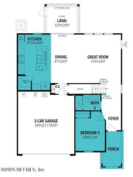 2D floor plan layout of this home in Lakes at Bella Lago, Green Cove Springs, FL (Image 3).