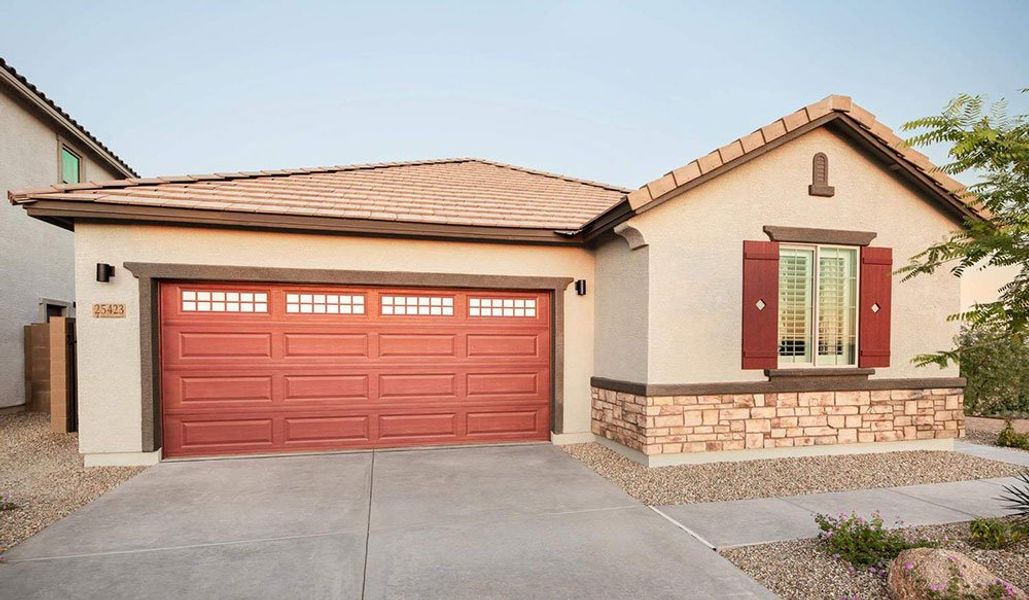 Representative exterior photo of a completed home built from the 35R1 by Taylor Morrison in Rio Vista at Rancho Mercado, Surprise, AZ (Image 9).