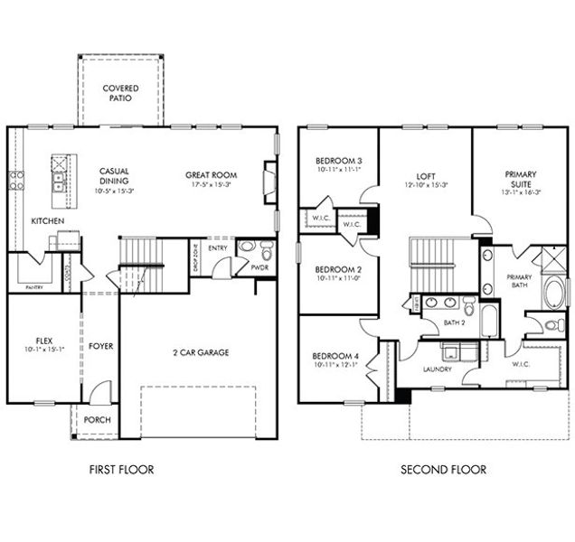 2D floor plan layout of this home in Cedar Shoals - Signature Collection, Piedmont, SC (Image 2).