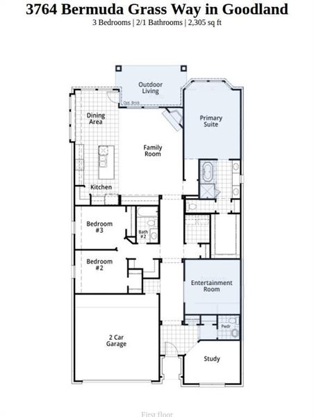 2D floor plan layout of this home in Goodland, Venus, TX (Image 4).