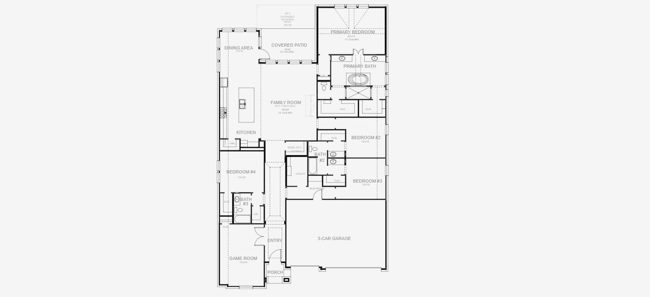 2D floor plan layout for the 2980W by Perry Homes in Lakes of Cane Island, Katy, TX (Image 3).