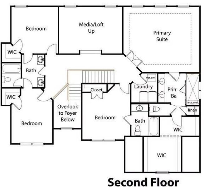 2D floor plan layout of this home in Hidden Fields, Hoschton, GA (Image 6).