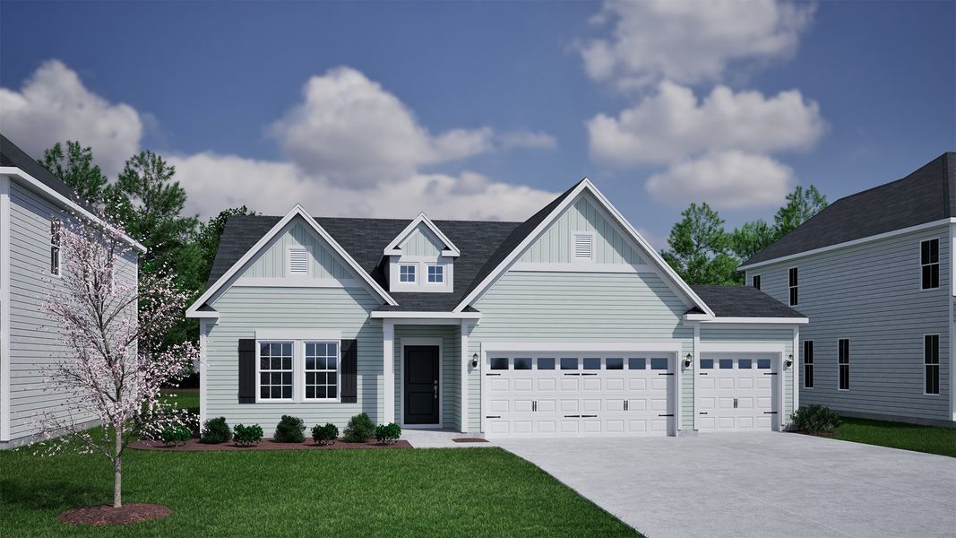 Representative exterior photo of a completed home built from the Bates II - Vanguard Collection by Mungo Homes in Scotts Hill Village, Wilmington, NC (Image 15).