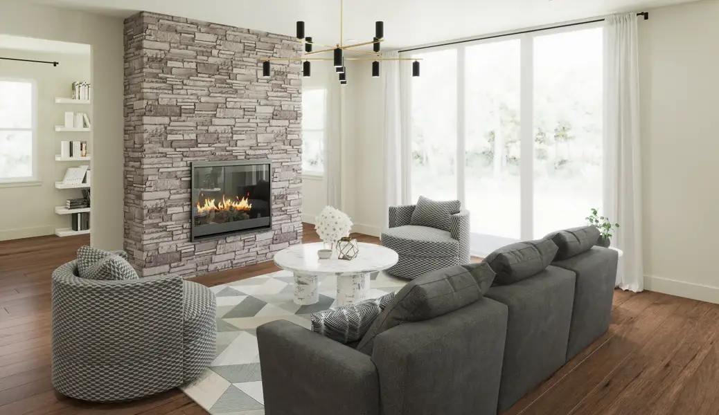 Representative furnished interior of a home built from the Hazel by Fischer Homes in Leeland Farms, Fuquay Varina (Image 3).