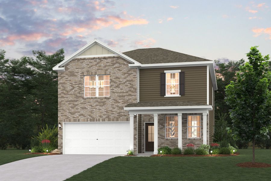 Front exterior of a new home in Barton Hills, Spring Hill, TN, highlighting curb appeal (Image 1). Front exterior of a new home in Barton Hills, Spring Hill, TN, highlighting curb appeal (Image 1).