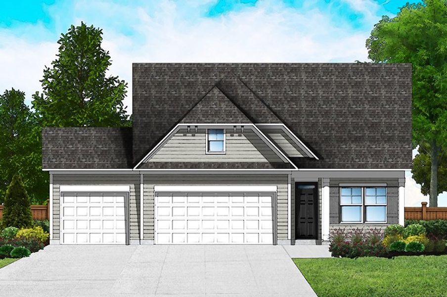 Elevation B - 3rd Car Garage & Extended Porch