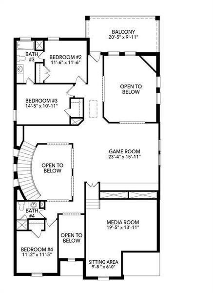 2D floor plan layout of this home in Timberbrook, Justin, TX (Image 2).