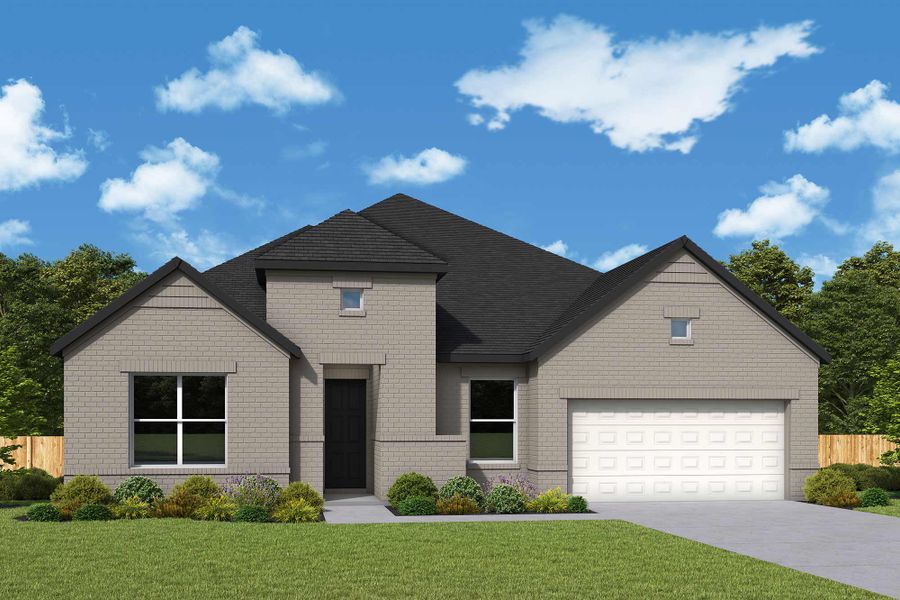 Representative exterior photo of a completed home built from the The Jacksboro by David Weekley Homes in The Woodlands Hills 60’, Willis, TX (Image 14).