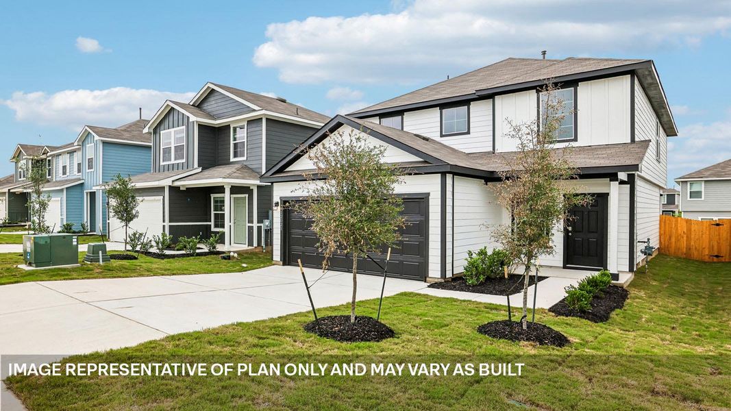 Front exterior of a new home in Wayside, Uhland, TX, highlighting curb appeal (Image 20).
