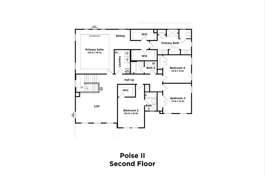 2D floor plan layout for the Poise II by DRB Homes in Richvale Estates, Fairview, TN (Image 5).