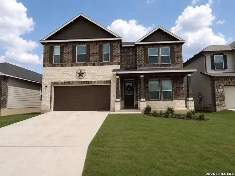 Front exterior of a new home in Canyon Crest, San Antonio, TX, highlighting curb appeal (Image 1). Front exterior of a new home in Canyon Crest, San Antonio, TX, highlighting curb appeal (Image 1).