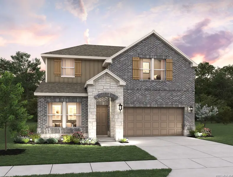 Front exterior of a new home in Arcadia Ridge, San Antonio, TX, highlighting curb appeal (Image 1). Front exterior of a new home in Arcadia Ridge, San Antonio, TX, highlighting curb appeal (Image 1).