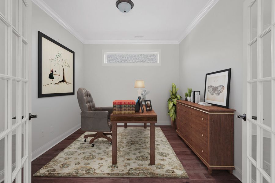 Representative furnished interior of a home built from the Portico by Perfection Builders in The Courtyards at Curry Farms, Louisville (Image 11).