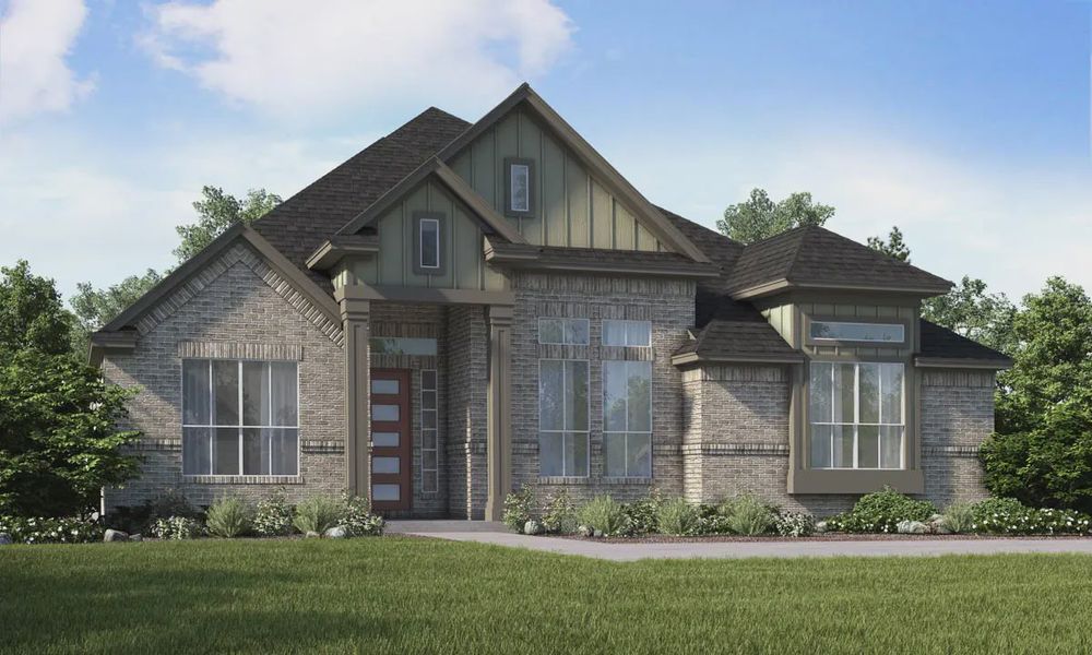 Front exterior of a new home in Karis, Crowley, TX, highlighting curb appeal (Image 13).