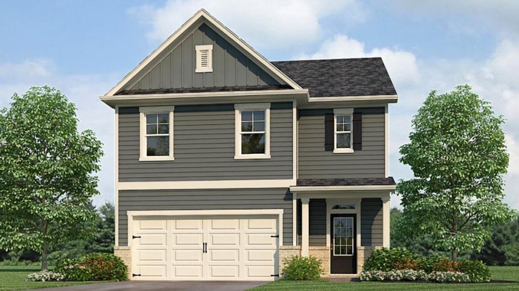 Front exterior of a new home in Lost Creek, Dallas, GA, highlighting curb appeal (Image 23).