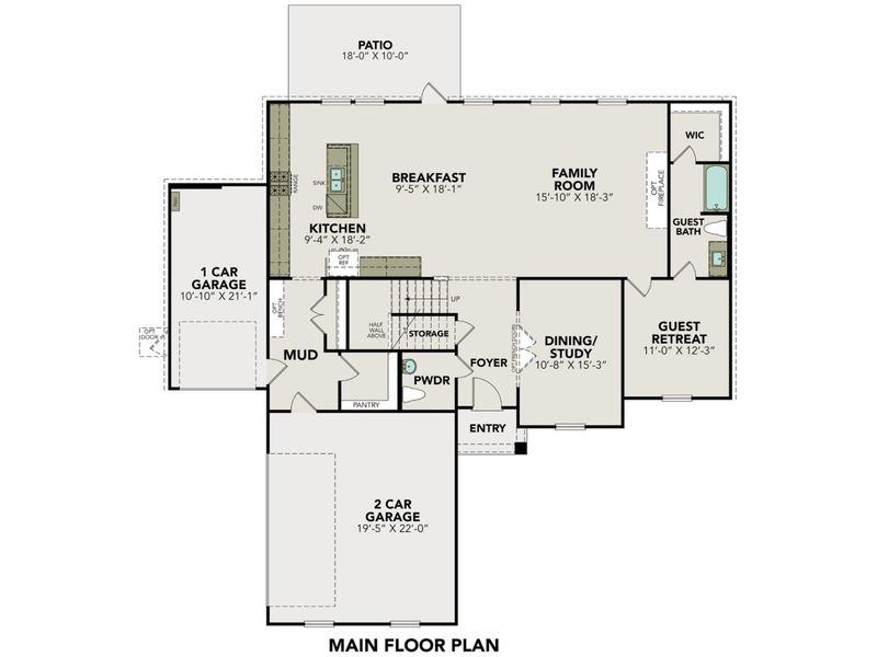 2D floor plan layout for the The Ashford F by Davidson Homes LLC in Potranco Oaks, Castroville, TX (Image 3). 2D floor plan layout for the The Ashford F by Davidson Homes LLC in Potranco Oaks, Castroville, TX (Image 3).