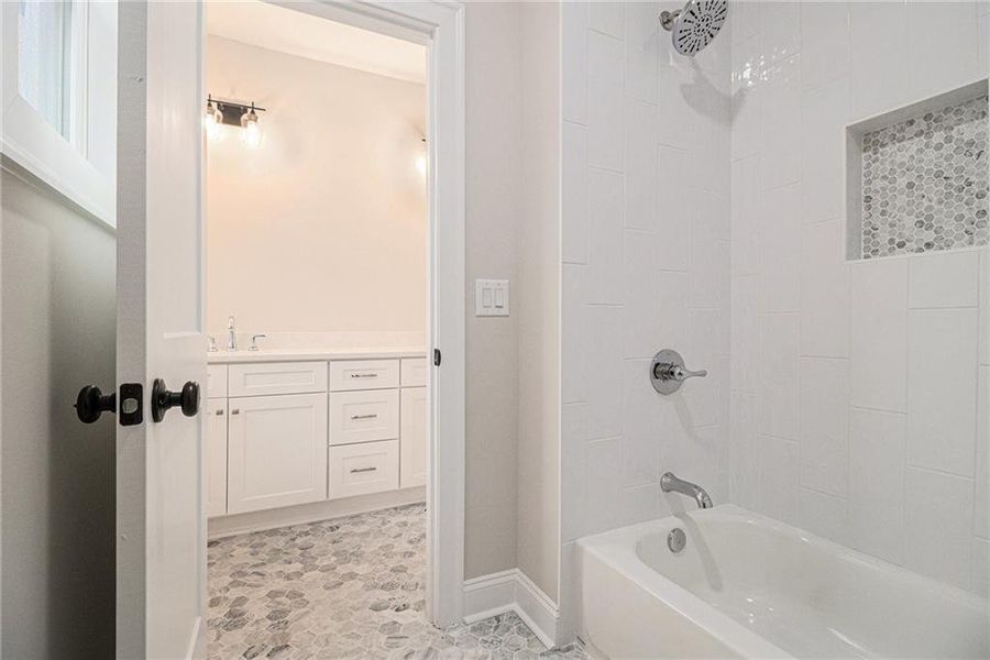 Furnished interior view inside a new home in , White (Image 15).