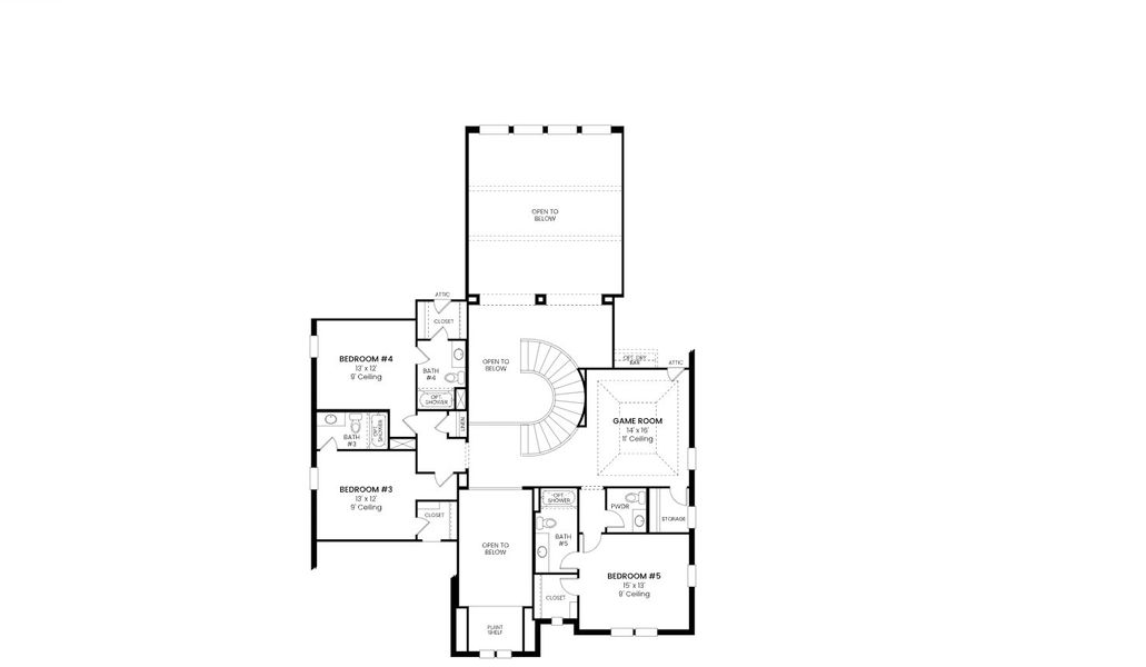 2D floor plan layout for the 7061 by Tradition Homes in Furst Ranch – 80′ Lots, Prosper, TX (Image 4).