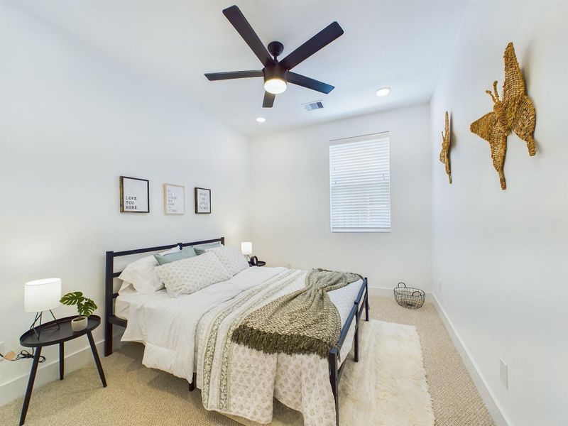 Two secondary rooms and the primary room are located on the third floor. CEILING FANS NOT INCLUDED