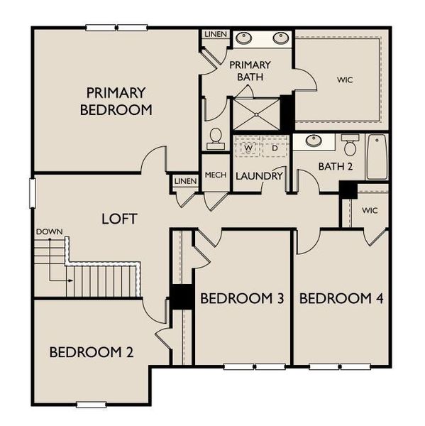 2D floor plan layout of this home in The Pointe at Heron Bay, Locust Grove, GA (Image 6).