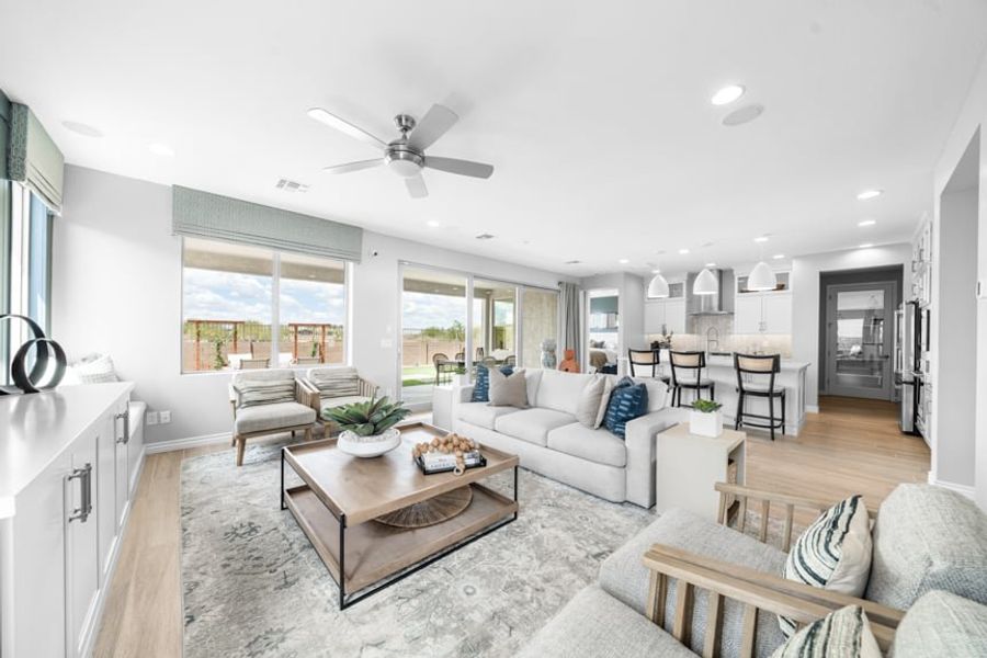 Representative furnished interior of a home built from the Sedona by Taylor Morrison in Ovation at Meridian 55+, Queen Creek (Image 10). Representative furnished interior of a home built from the Sedona by Taylor Morrison in Ovation at Meridian 55+, Queen Creek (Image 10).