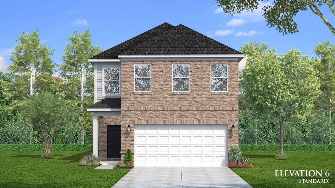 Representative exterior photo of a completed home built from the Juniper by DRB Homes in Sidney Creek Single Family, Zebulon, NC (Image 21). Representative exterior photo of a completed home built from the Juniper by DRB Homes in Sidney Creek Single Family, Zebulon, NC (Image 21).