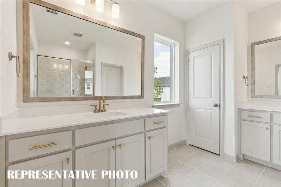With his and her vanities, everyone will have their own space in this beautiful owner's bath! REPRESENTATIVE PHOTO With his and her vanities, everyone will have their own space in this beautiful owner's bath! REPRESENTATIVE PHOTO