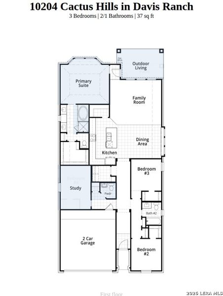 2D floor plan layout of this home in Davis Ranch, San Antonio, TX (Image 5).