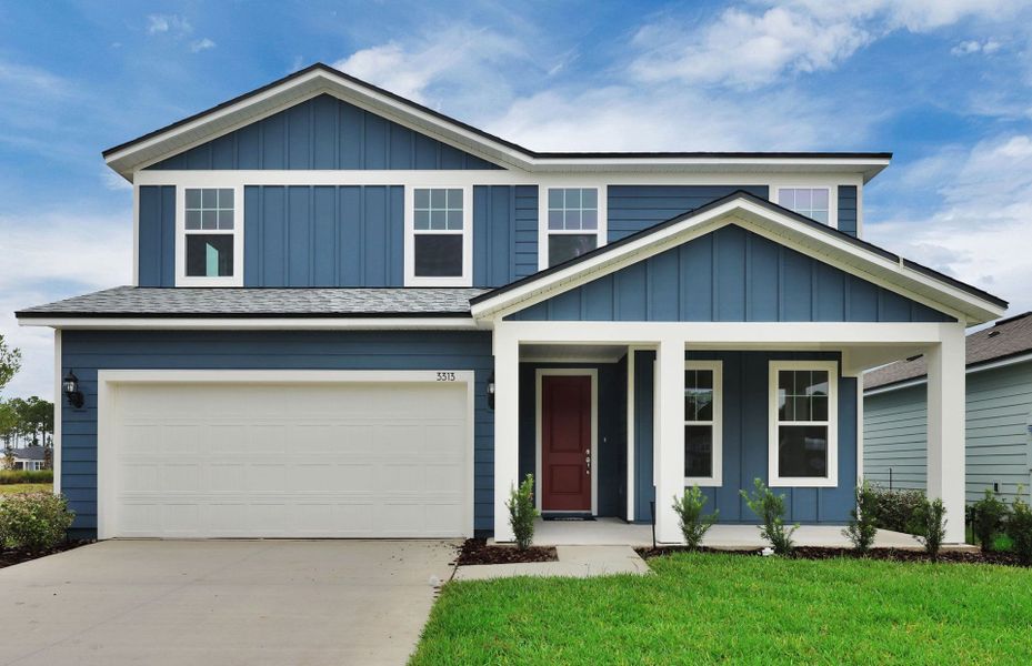 Front exterior of a new home in Hyland Trail, Green Cove Springs, FL, highlighting curb appeal (Image 2).