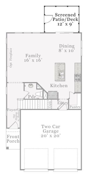2D floor plan layout for the Alexander by McKee Homes in Bedford, Raeford, NC (Image 22).
