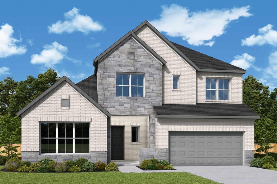 Representative exterior photo of a completed home built from the The Daffodil by David Weekley Homes in Audubon – Ascent Collection, Magnolia, TX (Image 2).