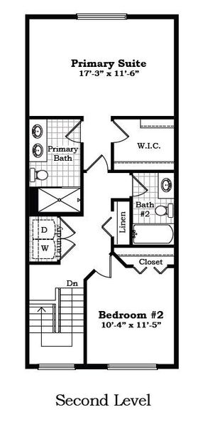 2D floor plan layout for the The Keswick Townhome (Interior Viewout) by Norfolk Homes in Bristol Ridge Townhomes, Ann Arbor, MI (Image 6).