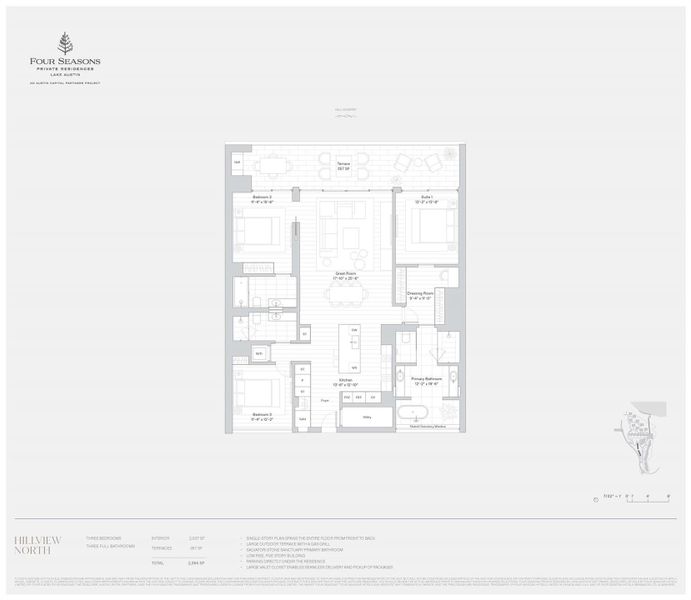 2D floor plan layout of this home in Four Seasons Private Residences Lake Austin, Austin, TX (Image 3).