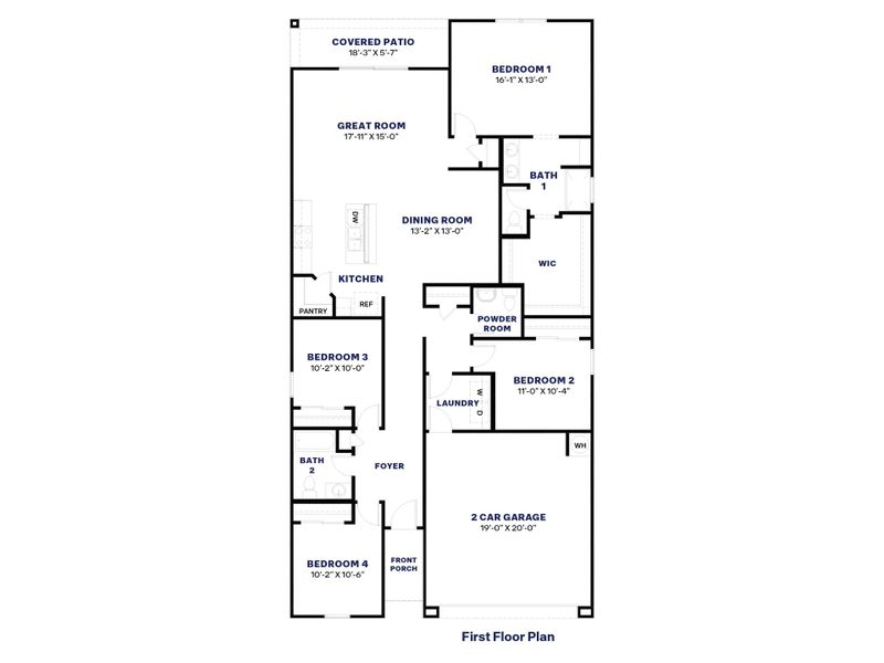 2D floor plan layout for the Harris by D.R. Horton in Carlton Commons, Casa Grande, AZ (Image 3).