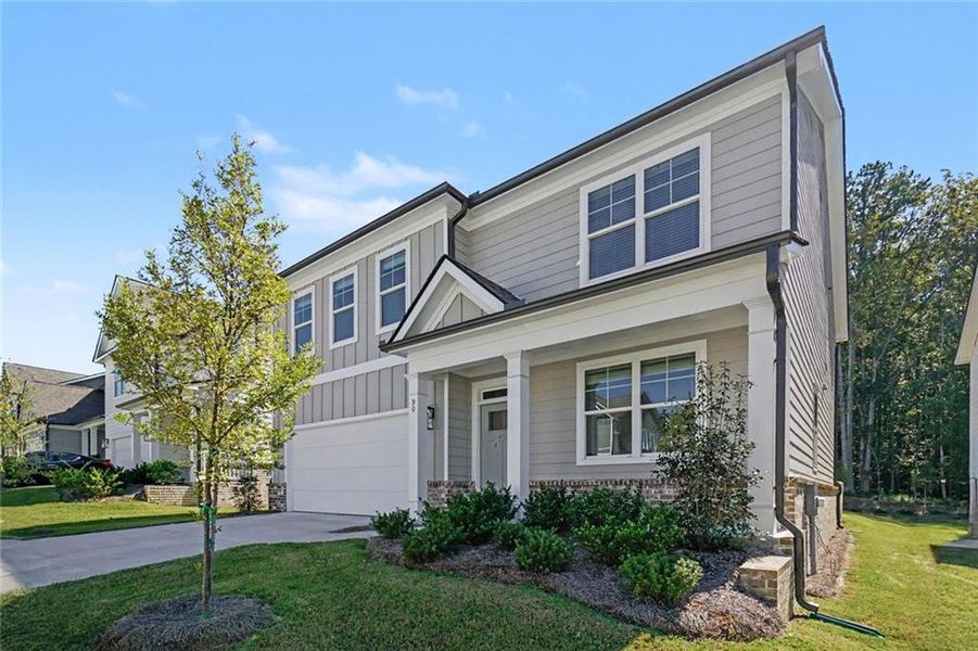 Front exterior of a new home in Hamptons at Riverwood South, Dallas, GA, highlighting curb appeal (Image 2).