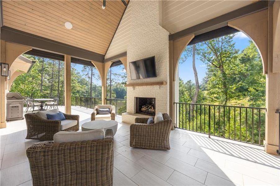 Exterior details and patio area of a home in Manor Estates, Alpharetta (Image 24).