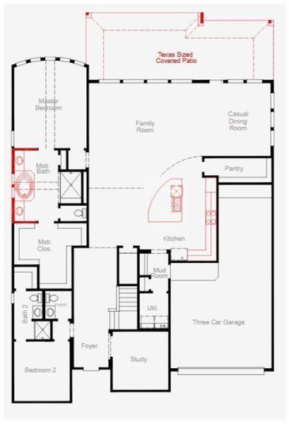2D floor plan layout of this home in The Highlands, Porter, TX (Image 4).