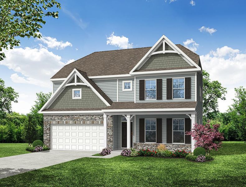 Representative exterior photo of a completed home built from the Canton by Eastwood Homes in Arbor West, Dawsonville, GA (Image 5). Representative exterior photo of a completed home built from the Canton by Eastwood Homes in Arbor West, Dawsonville, GA (Image 5).